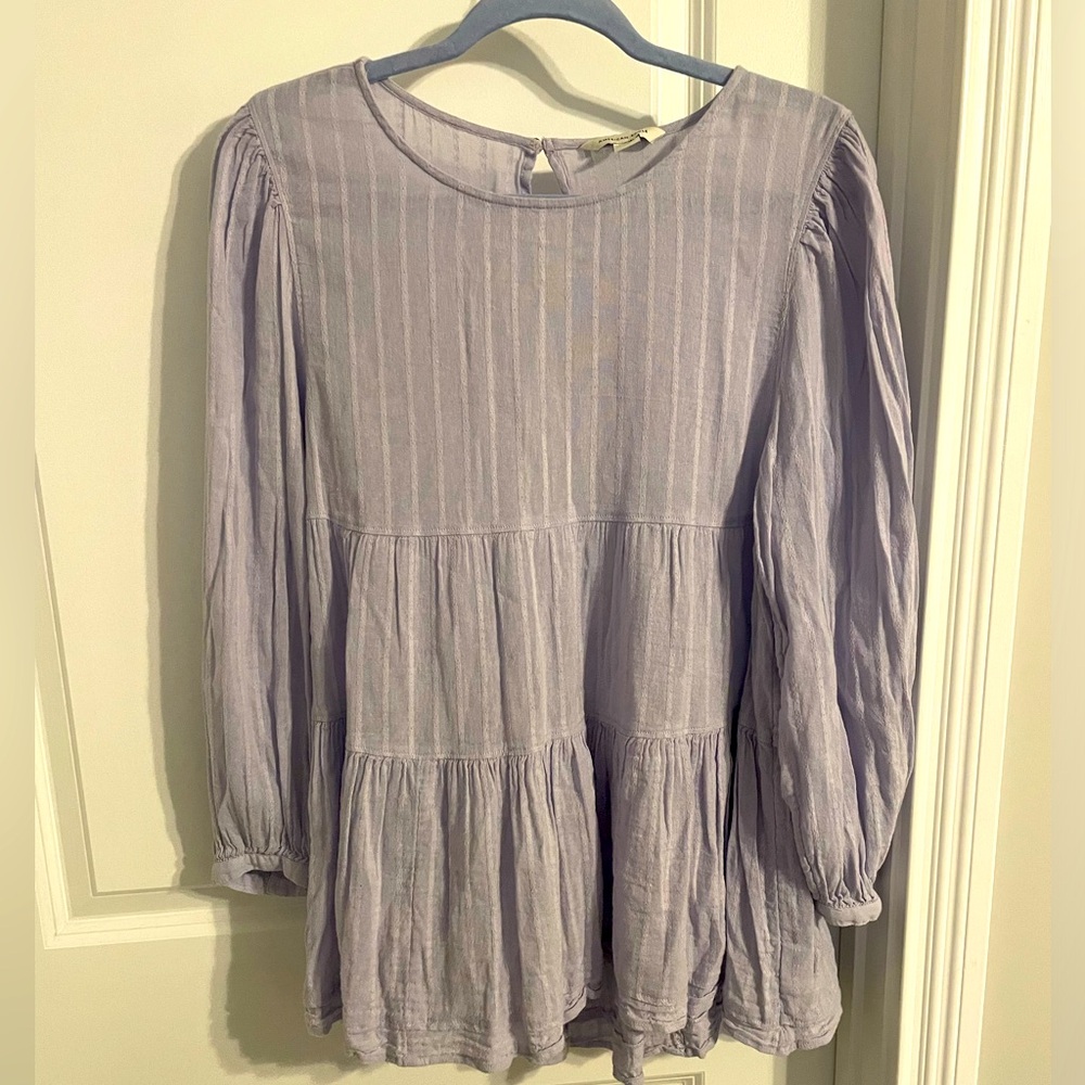 American Eagle lilac peasant top with sleeves size medium